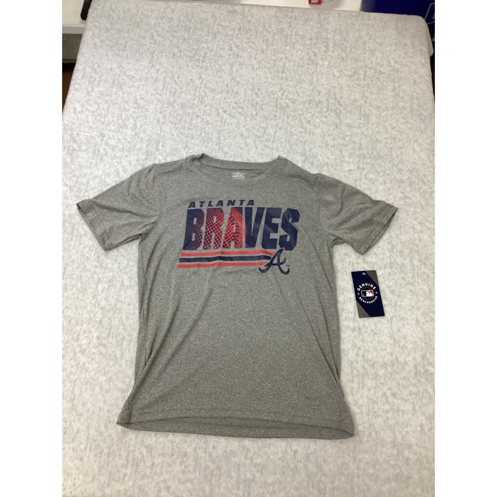 Atlanta Braves MLB Boys Heather Gray Graphic T-Shirt M 8/10 9K3BWMB6U-ATL